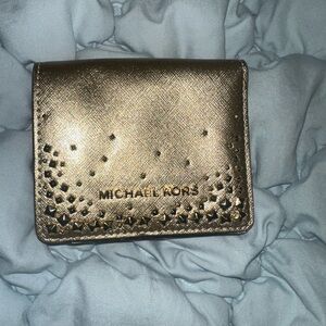 Michael Kors Gold Studded Leather Compact Wallet